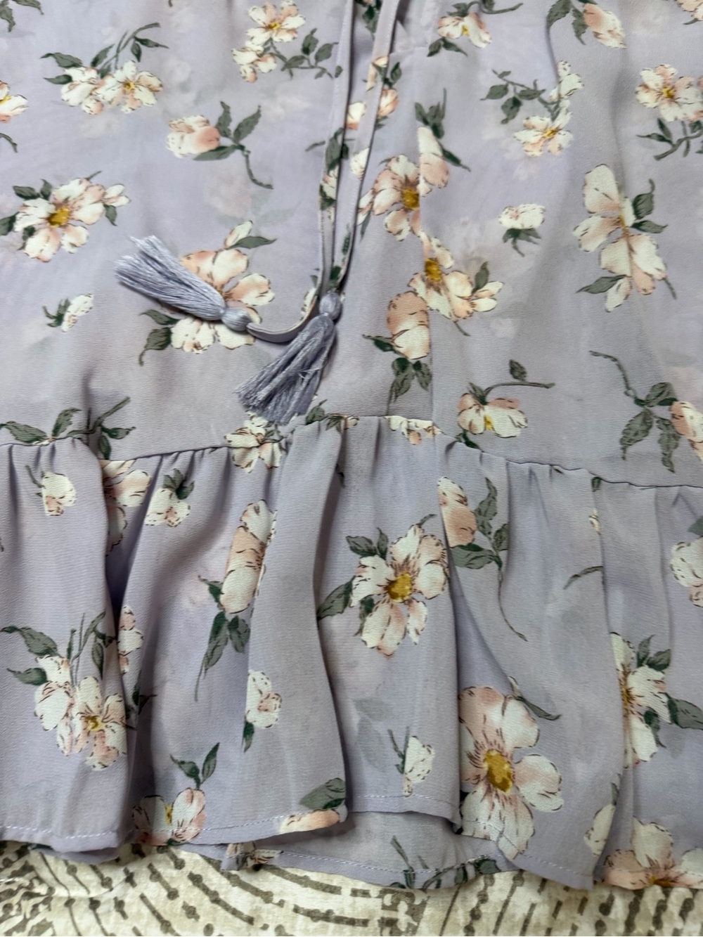 UmgeeFloral Ruffle Peplum Blouse - Lavender - Picture 4 of 8